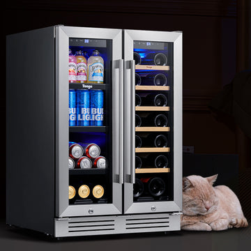 Yeego 24" Built-in Wine Refrigerator Beverage Cooler  FreeStanding Low Noise
