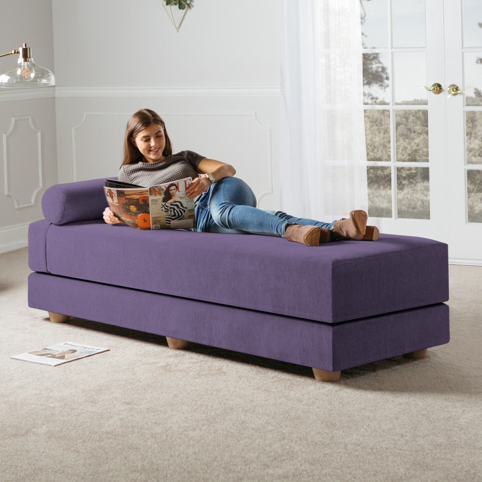 Alon Daybed Queen Size Convertible Sleeper, Plum Chenille