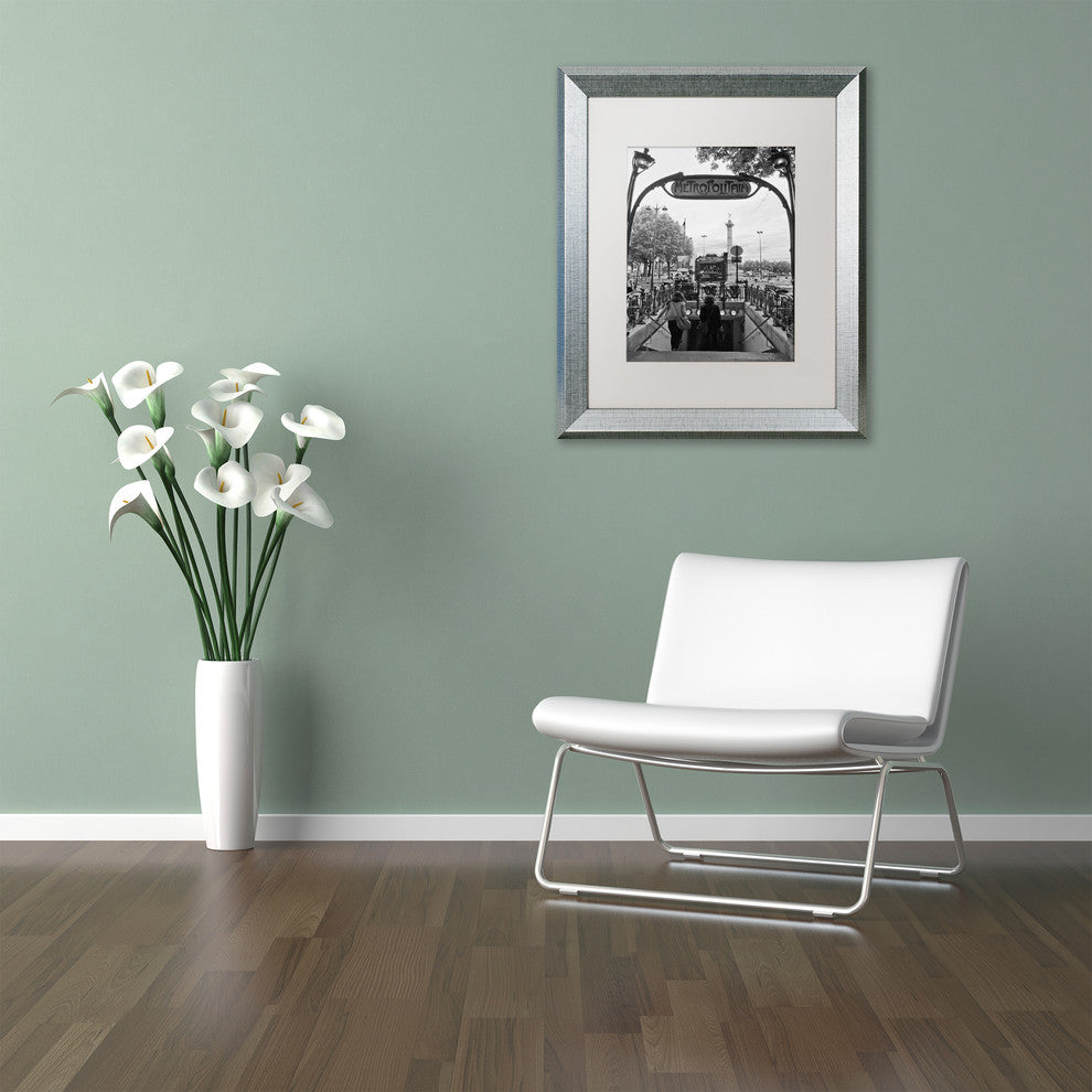 "Metropolitan 1" Framed Art by Yale Gurney, Silver, White, 16"x20"