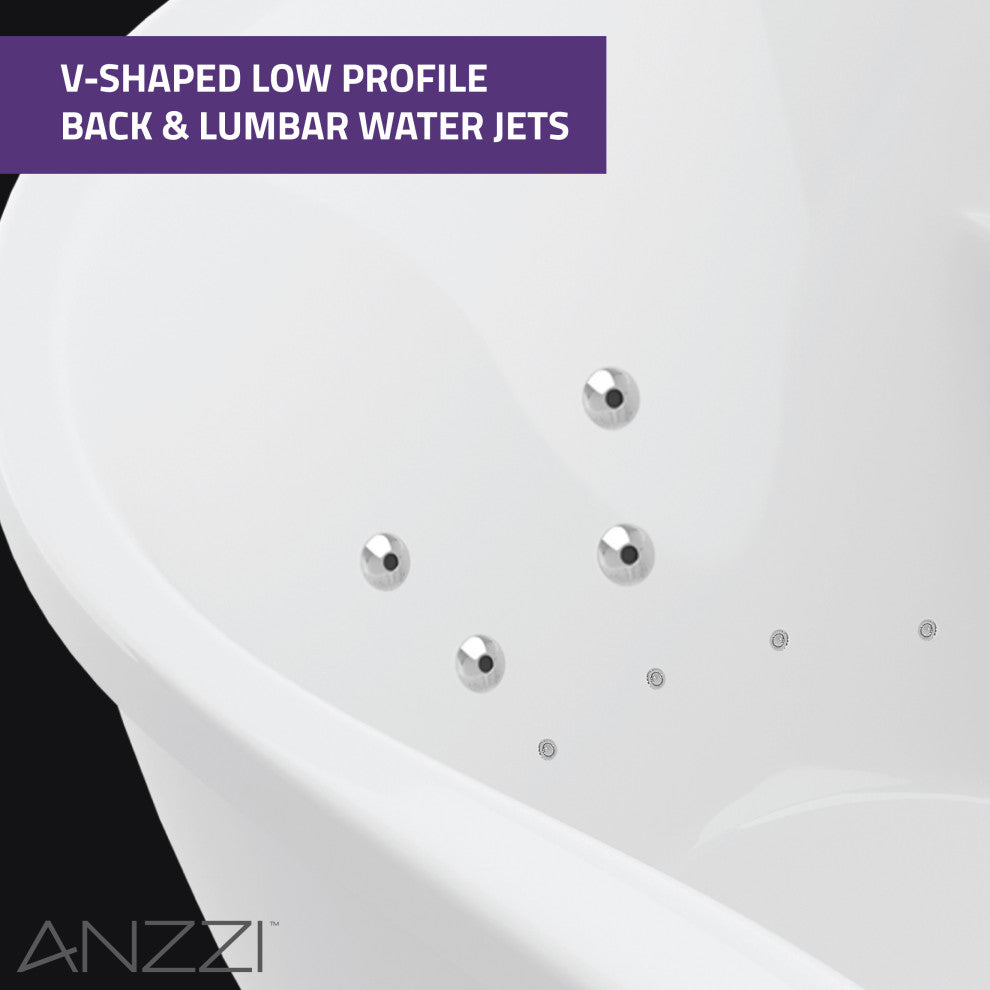 Lori 6'' Whirlpool and Air Freestanding Bath Tub, White