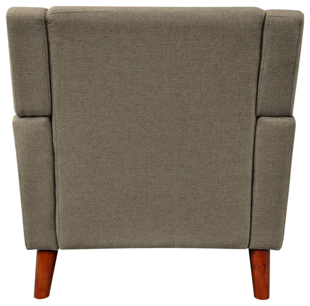 GDF Studio Evelyn Mid Century Modern Fabric Arm Chair, Mocha/Walnut