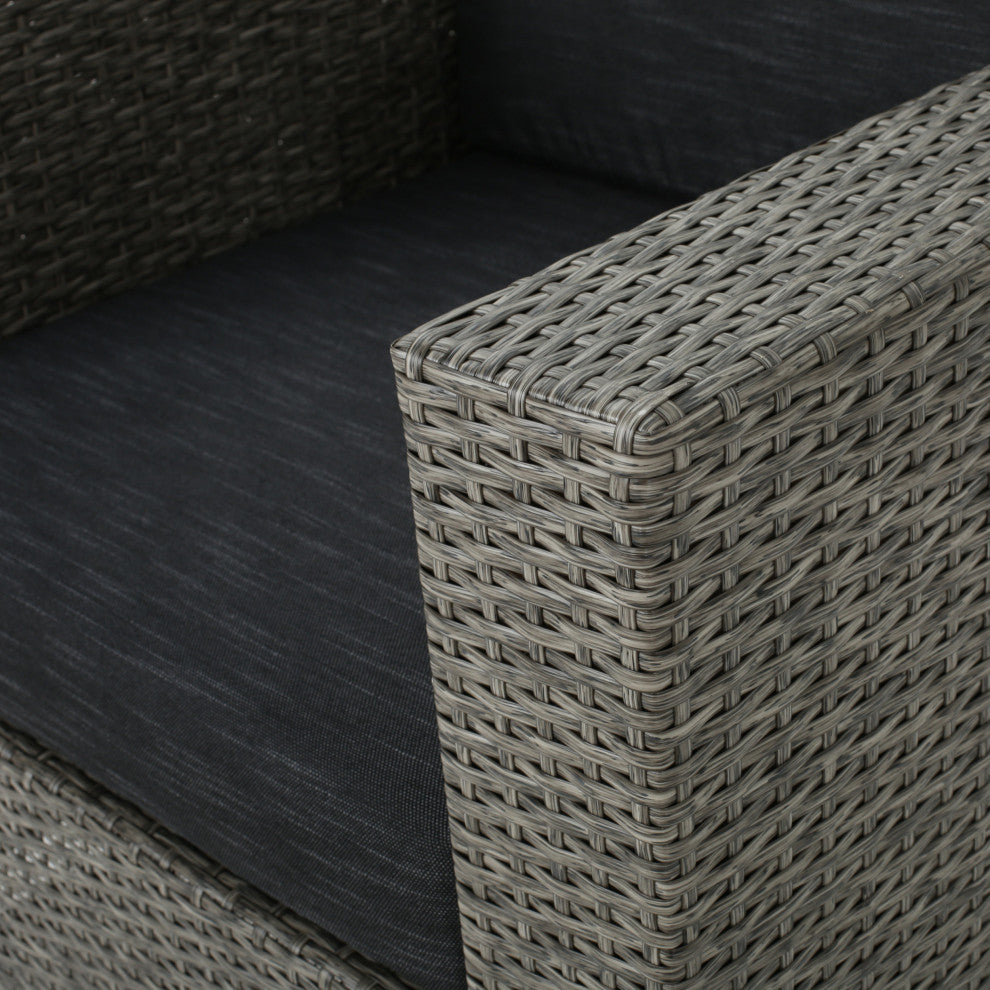 GDF Studio Venice Outdoor Wicker Swivel Club Chair, Mix Black/Dark Gray, Single
