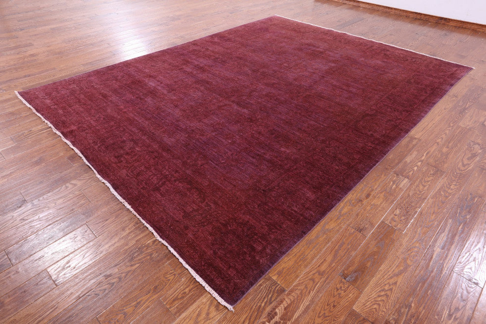 8' 10" X 11' 9" Overdyed Full Pile Handmade Wool Rug - Q12715