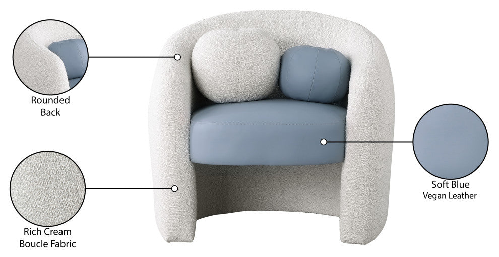 Acadia Black Boucle Fabric Accent Chair, Blue