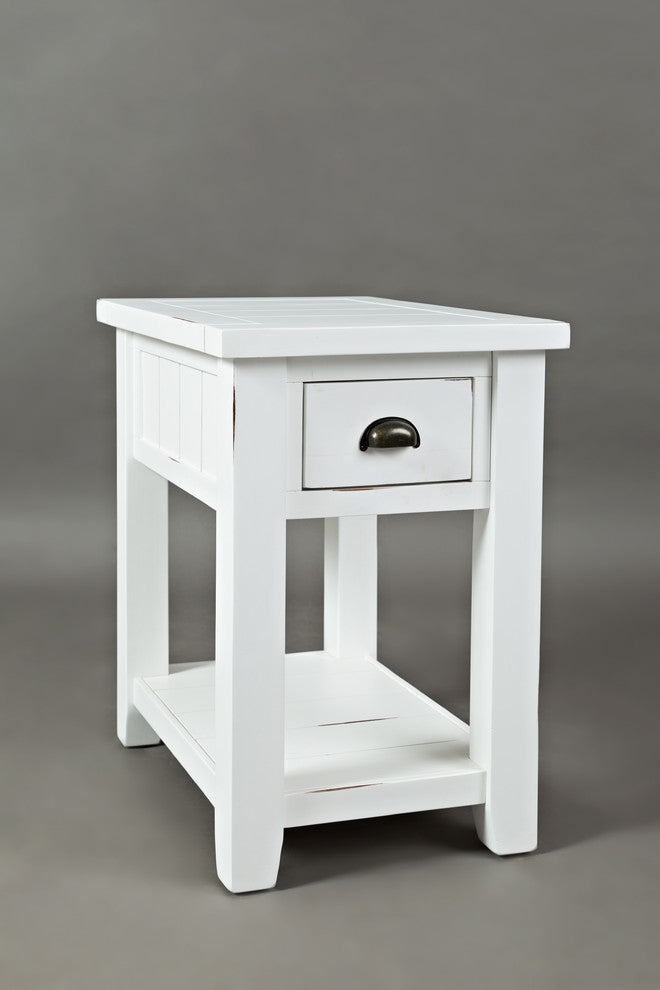 Artisan's Craft Chairside Table, Weathered White