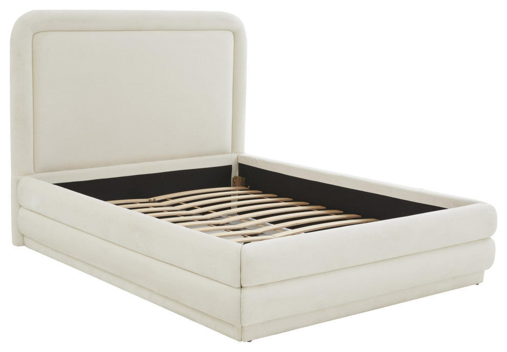 Briella Cream Velvet Bed in Queen