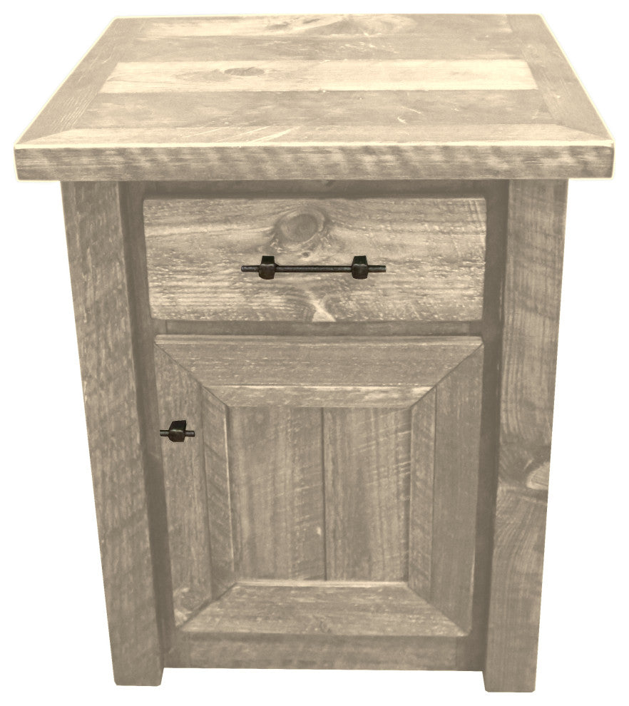 Barnwood Style Timber Peg 3-Drawer 1-Drawer 1-Door Nightstand, Frost