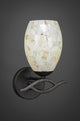 Revo Wall Sconce In Dark Granite, 5" Ivory Glaze Seashell Glass