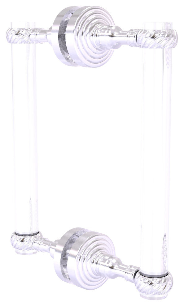 Pacific Grove 8" Twist Accent Back to Back Shower Door Pull, Satin Chrome