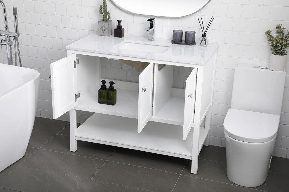 42" Single Bathroom Vanity, White