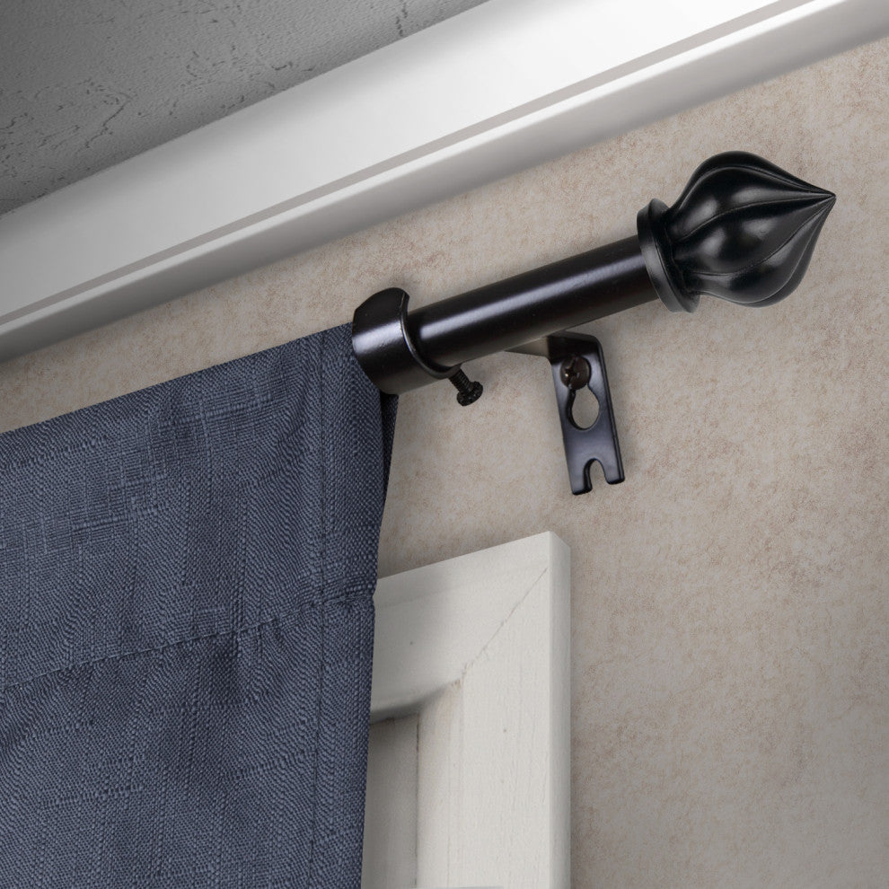 Meda 5/8" Curtain Rod, Black, 48-84"