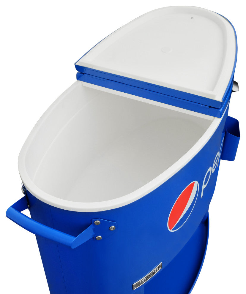 Permasteel 80 Quart Portable Rolling Oval Patio Cooler, Blue