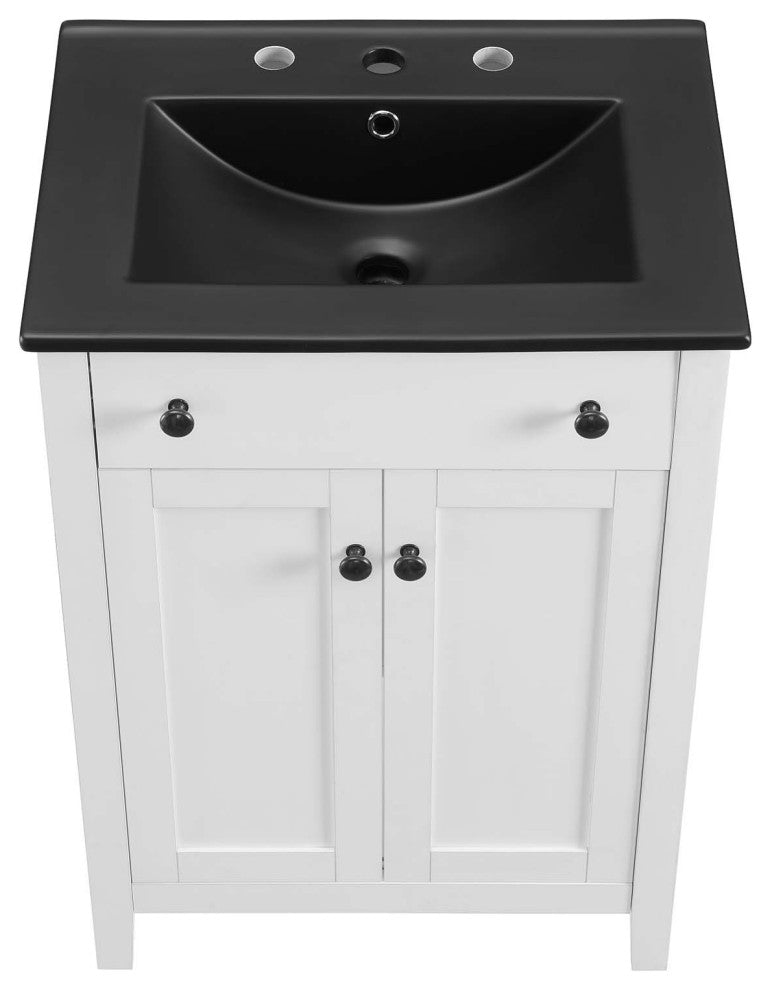 Nantucket 24" Bathroom Vanity - White Black