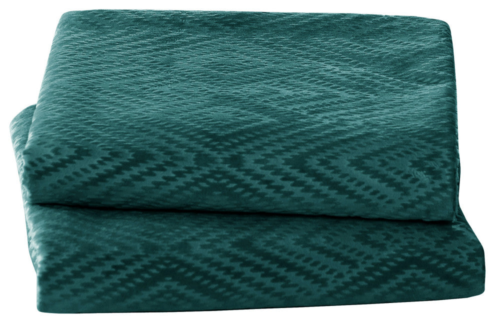 IKAT Velvet Pillow Shell Sets, Sapphire, 4 Piece 20" X 20"