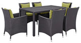 Modway Convene 7 Piece Outdoor Patio Dining Set, Espresso Peridot