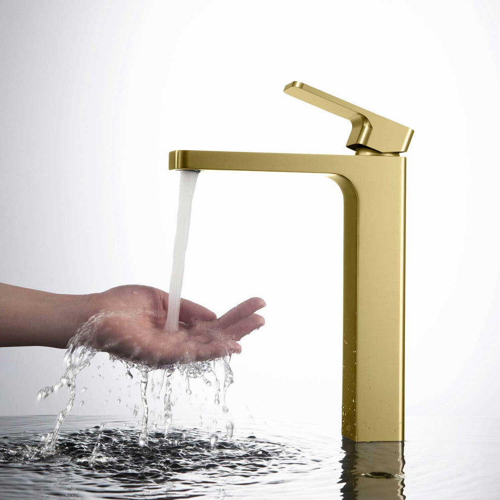 Blaze-T Single Handle Bathroom Vessel Sink Faucet, Brushed Gold