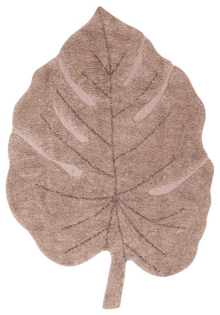 Monstera Leaf Machine Washable Kids Rug, Vintage Nude/Olive