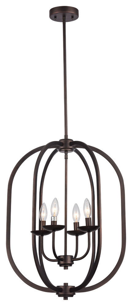 Osbert Industrial Style 4-Light Oil Rubbed Bronze Ceiling Pendant, 18" W