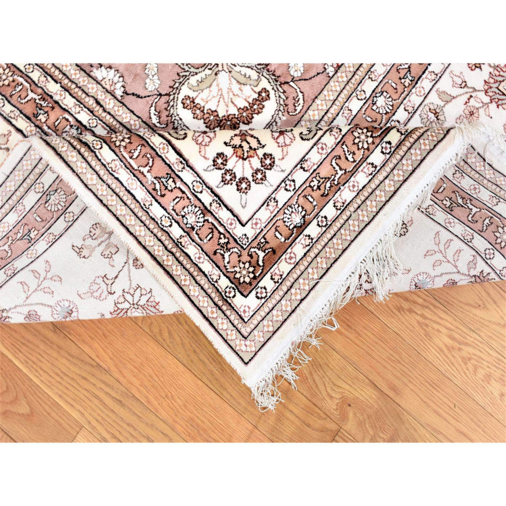 Red Sino Tabriz 250 KPSI Clearance Hand Knotted Silken Oversized Rug 12'0"x18'4"