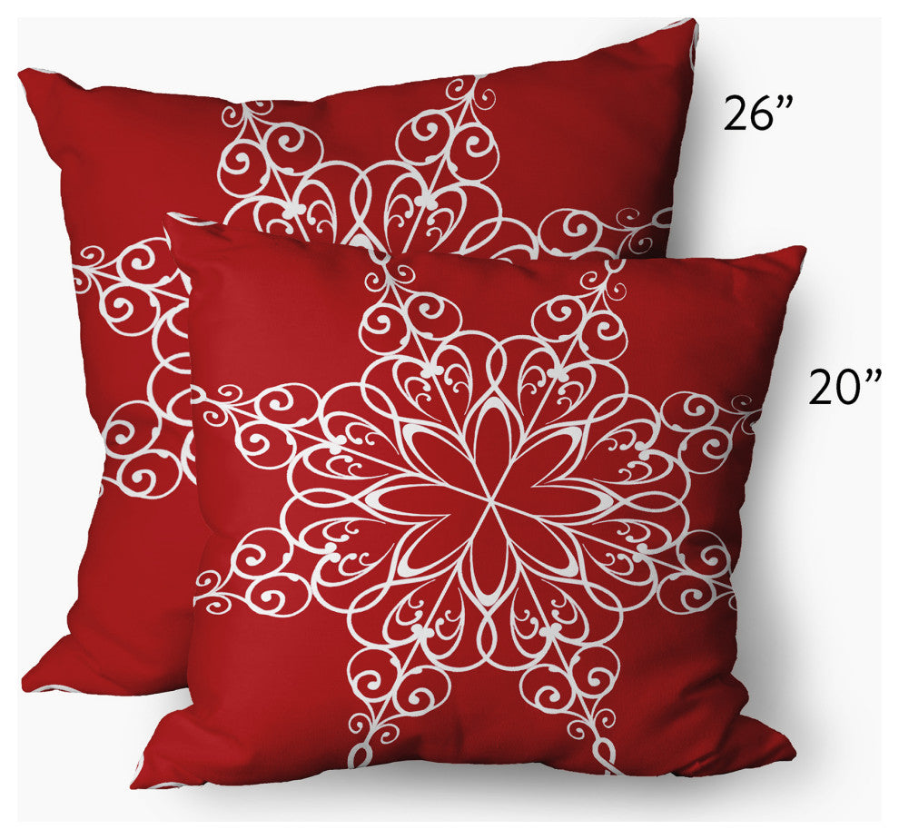 Snowflake Decorative Throw Pillow, Bright Red, 14"x20"