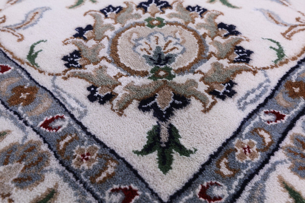 10' Square Persian Nain Wool & Silk Hand Knotted Rug - Q13146