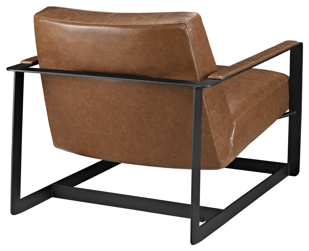 Modern Brown Seg Upholstered Vinyl Accent Chair