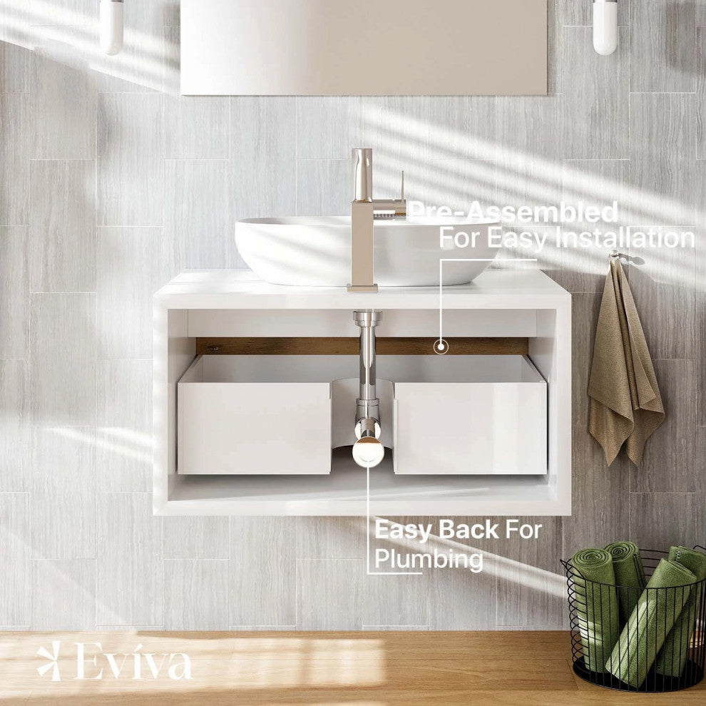 Eviva Santa Monica 30" White Oak Wall Mount Vanity