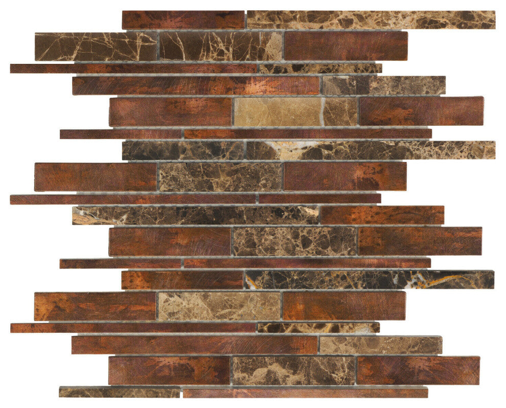 Modket Brown Antique Copper Emperador Stone Marble Mosaic Backsplash TDH429AC