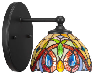 Capri 1-Light Wall Sconce, Matte Black/Ivory Cypress Art