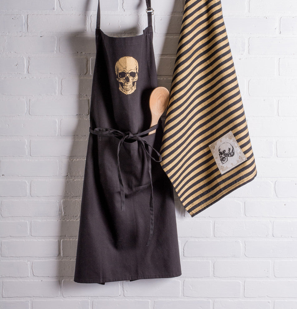DII Gold Skull Chef Apron