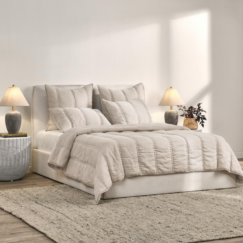 Rowen Sustainable Fabric Quilt by Kosas Home, Beige, King