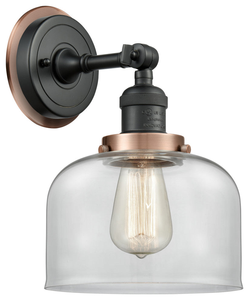 INNOVATIONS LIGHTING 203BK-BPAC-HRAC-G72 Large Bell 1 Light Mixed Metals Sconce