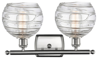 Deco Swirl Bath Vanity Light, Brushed Satin Nickel, Clear