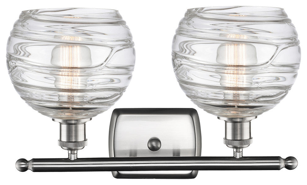 Deco Swirl Bath Vanity Light, Brushed Satin Nickel, Clear
