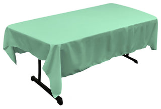 LA Linen Polyester Poplin 60"x84" Rectangular Tablecloth, Mint