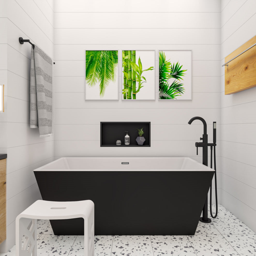 White Matte Solid Surface Resin Bathroom/Shower Stool, Designer