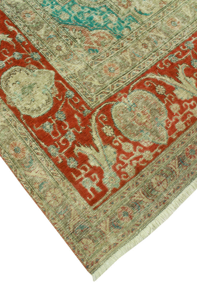 Vintage Distressed Kufuo Rust/Beige Rug, 9'4x13'7