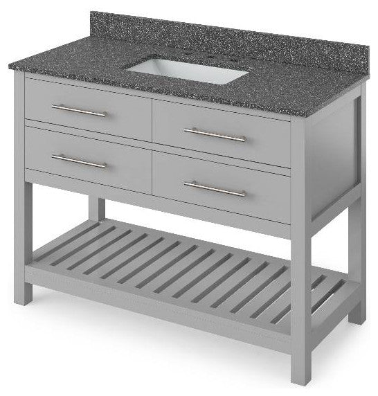 Wavecrest Contemporary Grey 48" Vanity, Boulder Cultured Marble Vanity Top
