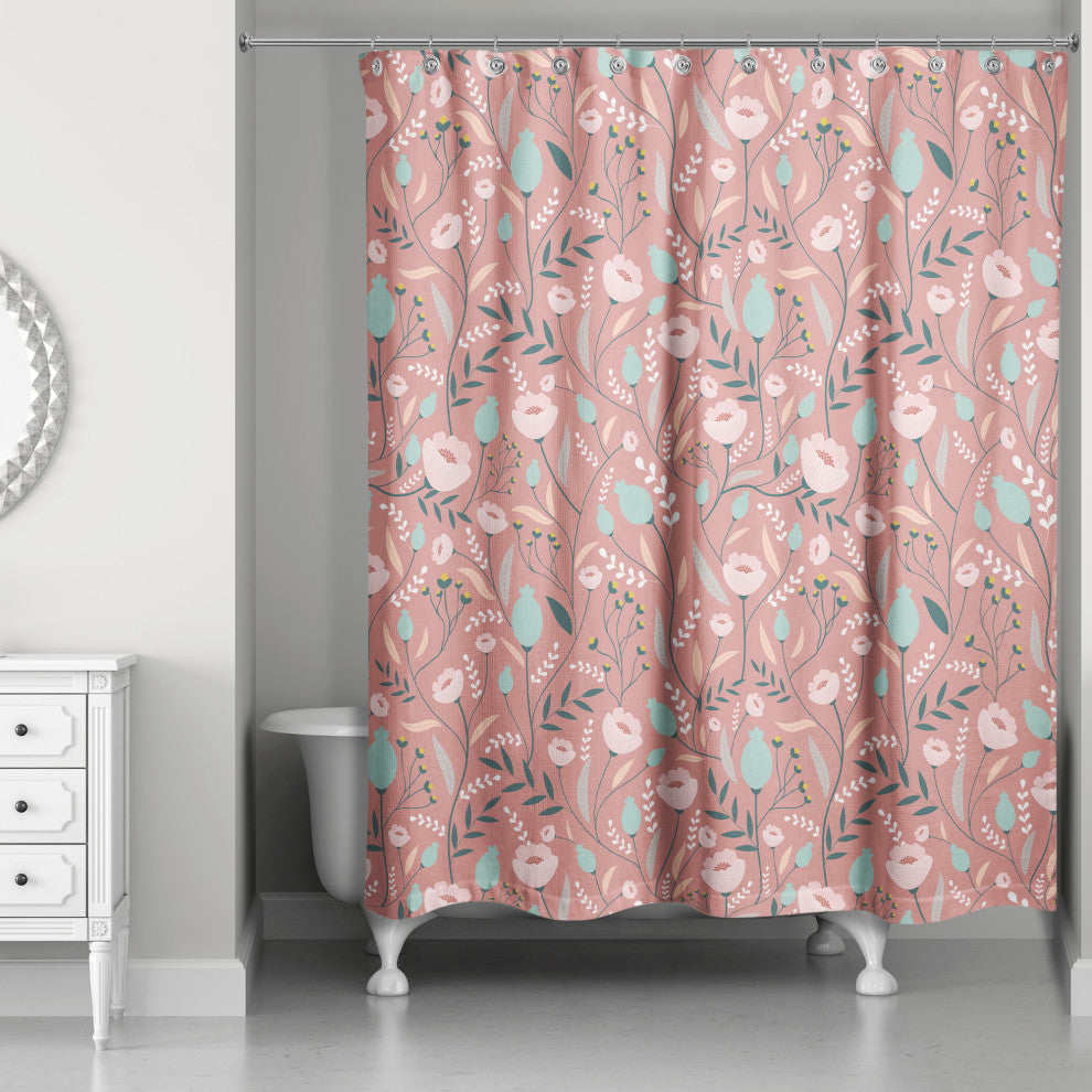 Winding Flowers 71x74 Shower Curtain