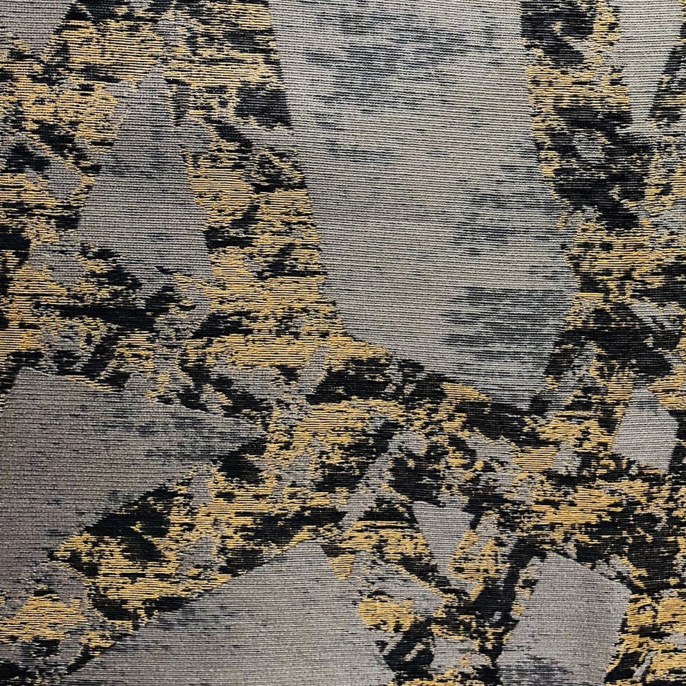 Plutus Craven Dust Gold, Gray Abstract Luxury Throw Pillow, 18"x18"