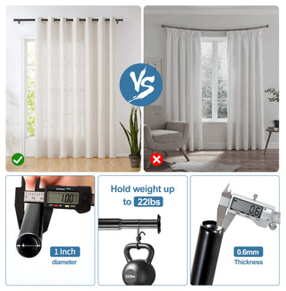 1" Bouton Drapery Curtain Rod, Black, 28"-48"