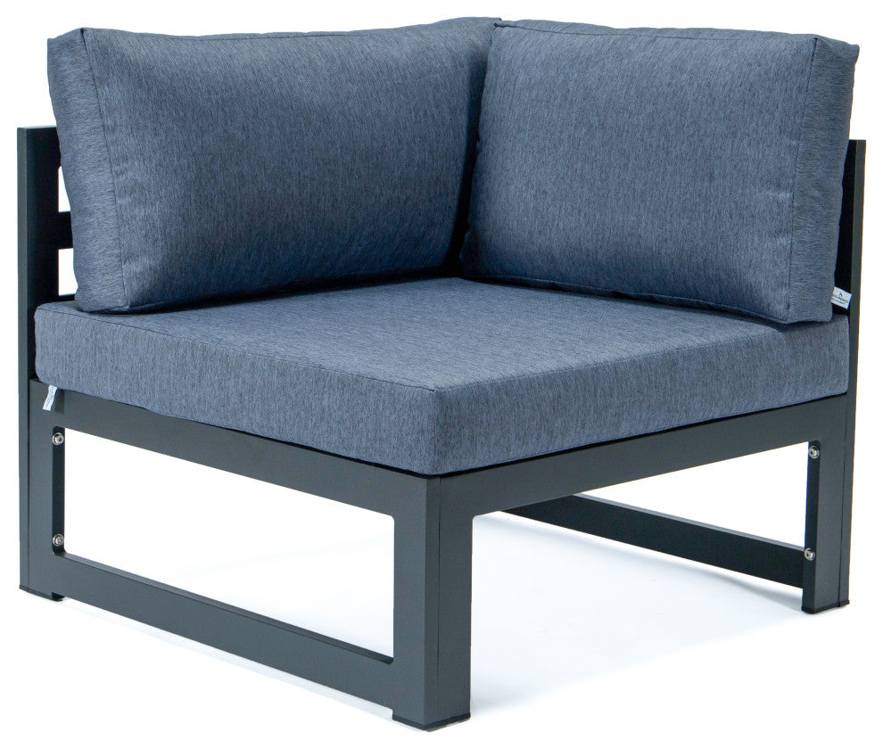 Chelsea 5-Piece Sectional Loveseat and Fire Pit Table Set, Blue
