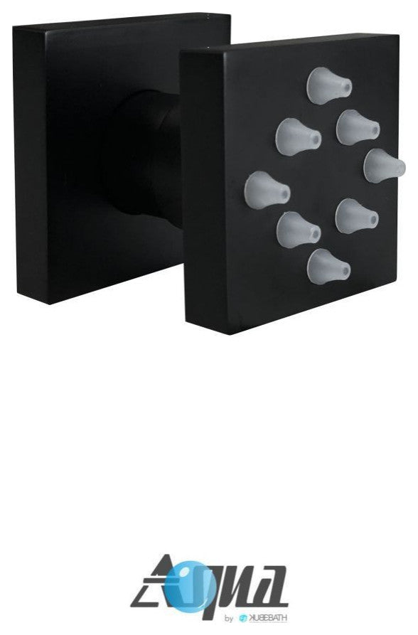 Aqua Piazza Set, 8" Square Rain Shower, 4 Body Jets and Tub Filler, Matte Black
