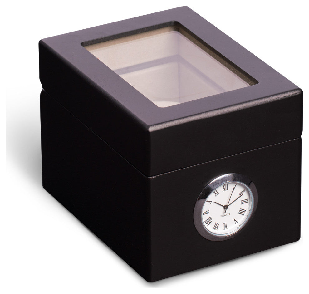 Black Wood Watch Box, Quartz Movement Clock