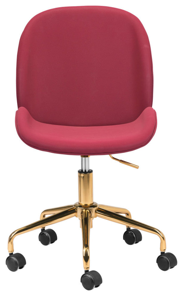 Computer Work Desk Chair, Steel Metal, Fabric, Red, Gold, Home Business Office