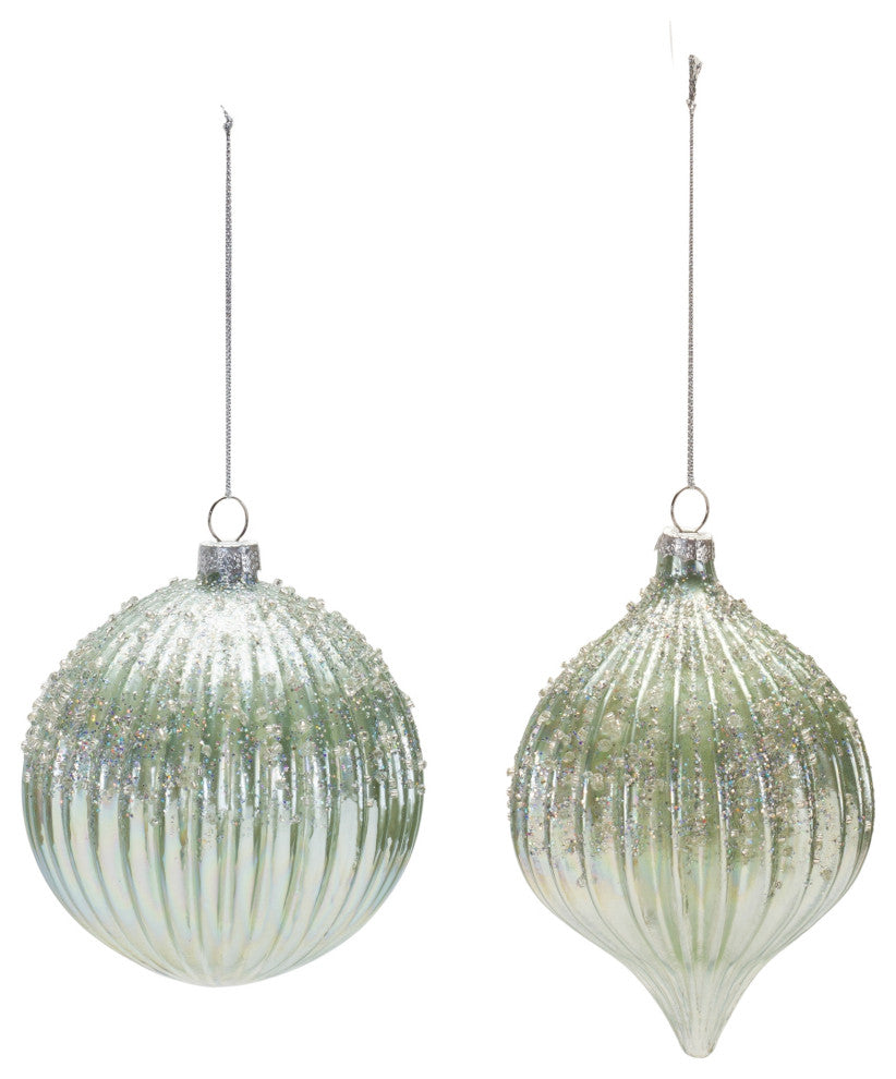 Beaded Irredescent Glass Ornament, 6-Piece Set