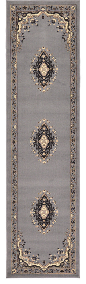 Unique Loom Gray Washington Reza 2' 2 x 8' 2 Runner Rug