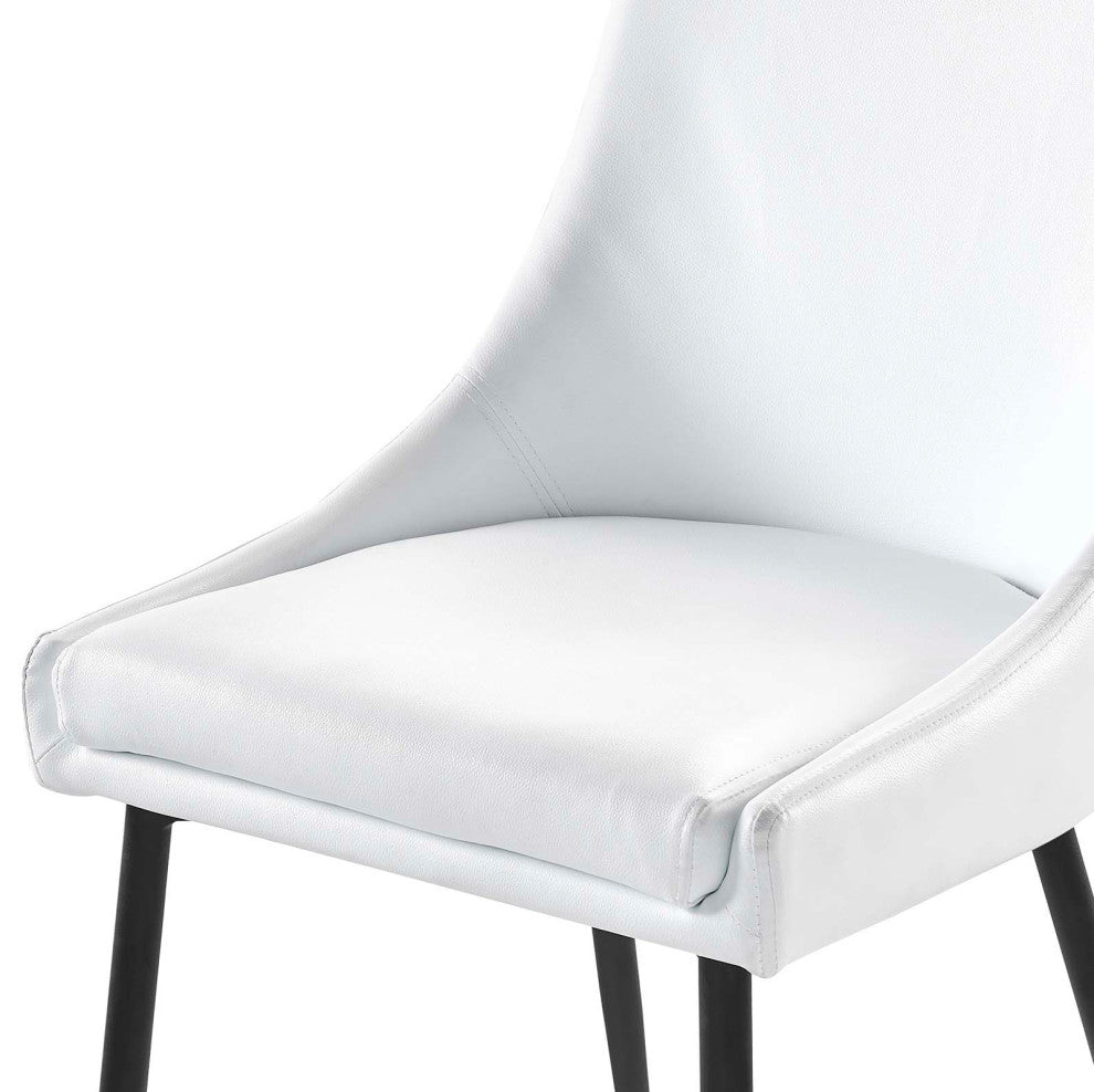 Side Dining Chair, Set of 2, Faux Vegan Leather, Black White, Modern, Bistro