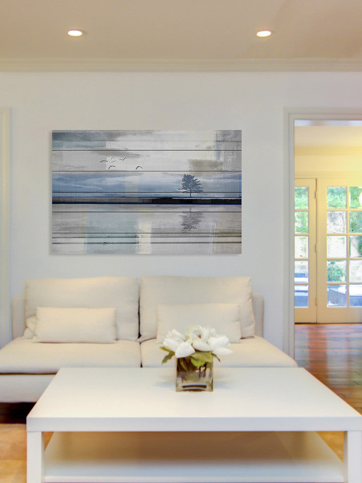 "Shimmering Reflection" Painting Print on White Wood, 18"x12"