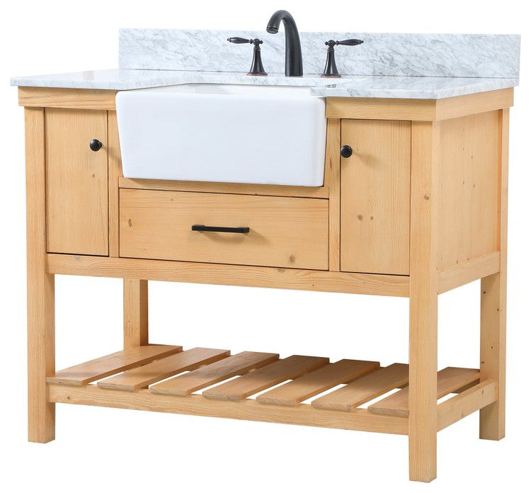 Home Living 22" Farmhouse Natural Wood-Light Bathroom Vanity